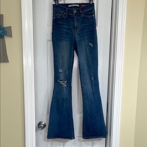 Celebrity Pink Dark Blue Distressed Flare Jeans